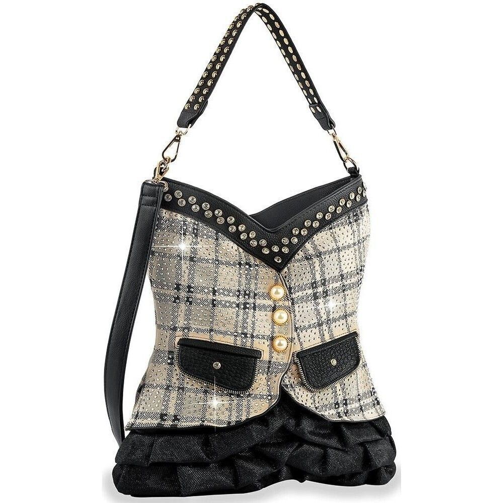 Women Beige Vest Design Tall Hobo Handbag Tote Purses Shoulder Bucket Bag